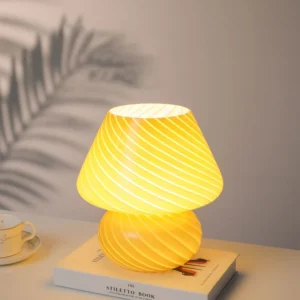 Glass Mushroom Lamp Big Size for Room Decor LED E27 3 Emitting Colors AU EU UK US Plug or USB Dimmable Vintage Nightstand Light 1