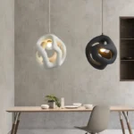 Wabi-Sabi New Design Style Pendant Lamp Restaurant Home Decor Bedroom Dining Resin High-end Indoor Hanging LED Lighting Fixtures 1