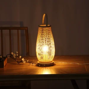 Vintage Bamboohandicraft Table Lamps Handmade Bedroom Bedside Desk Lights Living Room Decor Warm Bamboo Wood Lamp 1