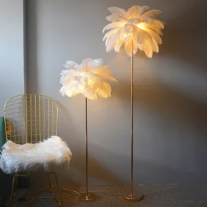 Modern Ostrich Feather Shade Led Floor Lamp Study Bedroom Bedside Lamp Living Room Home Decor Indoor Lighting Standing Light 1