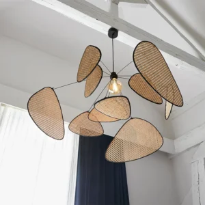 Rattan Weaving Hanging Lamps for Ceiling Wicker Lamp Petals Pendant Lights Flower Japan Style Chandelier Loft Home Decorations 1